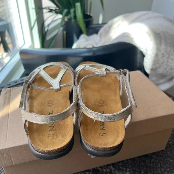 NAOT DORITH RADIANT GOLD LEATHER SANDALS 37 6 - Picture 8 of 10